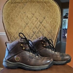 Timberland White Ledge Lace Up Mid Hiking Trail Boots Shoes Brown Leather